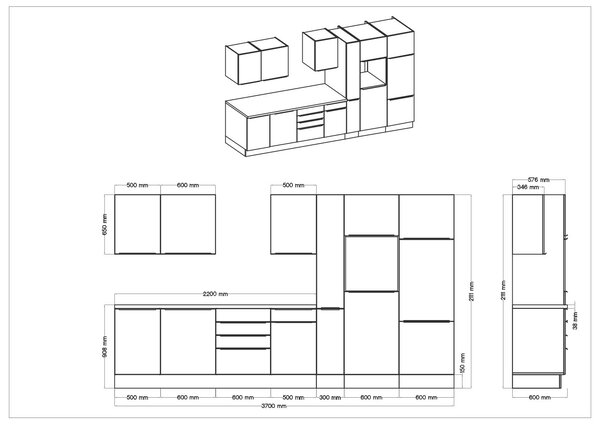 KUCHYNSKÝ BLOK 370 cm Respekta - Online Only kuchyne, Online Only