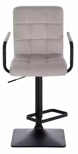 LuxuryForm DESIGN Barová stolička VERONA BLACK VELUR na čiernej hranatej podstave - svetlosivá