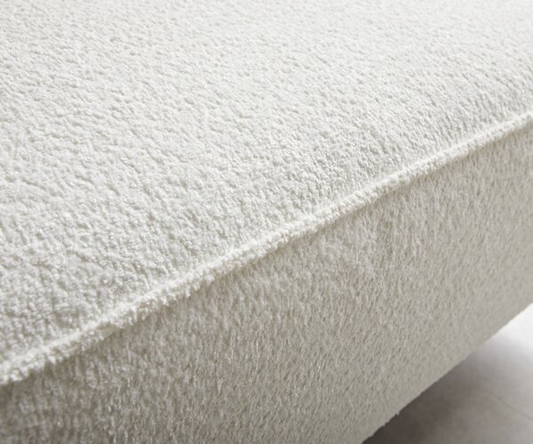 DELIFE Rohová pohovka Sirpio 230x155 cm bouclé krémovo biela ležadlo variabilné s taburetom