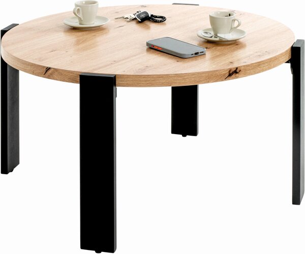 KONFERENČNÝ STOLÍK, farba duba, kov, kompozitné drevo, 75/75/42 cm - Stolíky do obývačky, Online Only