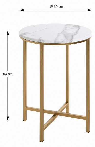 PRÍRUČNÝ STOLÍK, biela, zlatá - Stolíky do obývačky, Online Only