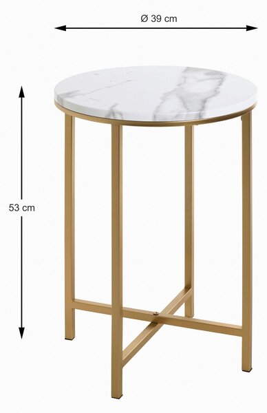 PRÍRUČNÝ STOLÍK, biela, zlatá - Stolíky do obývačky, Online Only