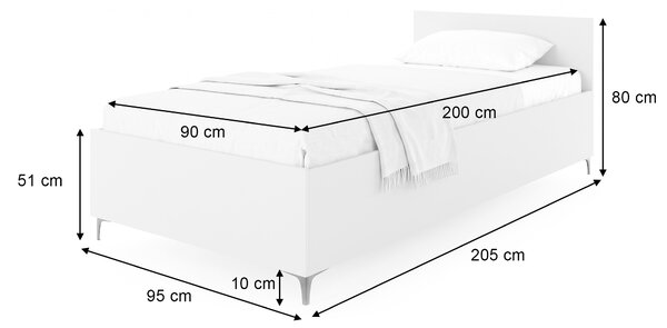 Jednolôžková posteľ s úložným priestorom Ribeiro 90x200 - dub craft