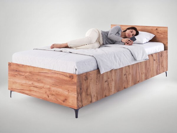 Jednolôžková posteľ s úložným priestorom Ribeiro 90x200 - dub craft