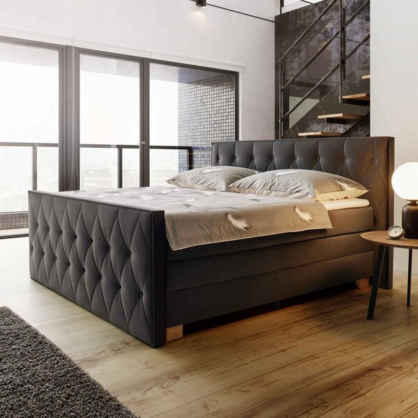 Posteľ Boxspring Mala Tmavosivá