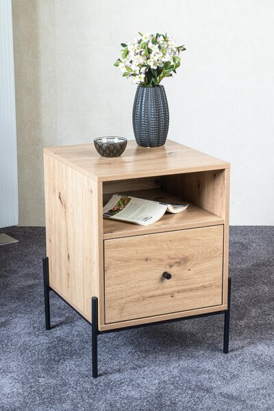 NOČNÝ STOLÍK, čierna, farba duba, 45/60/47 cm - Predsieňové programy, Online Only