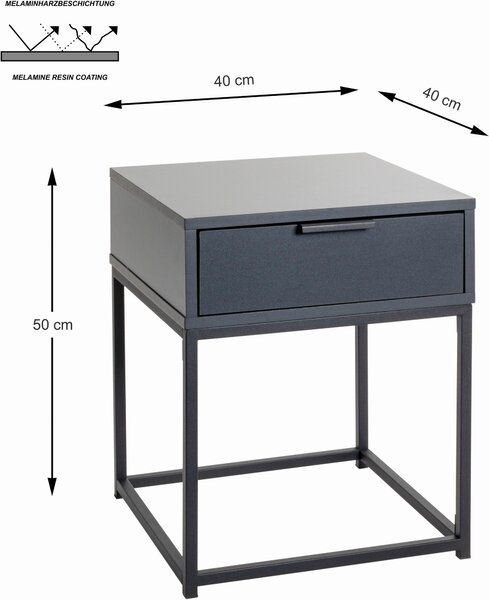 NOČNÝ STOLÍK, antracitová, čierna, 40/50/40 cm - Nočné stolíky, Online Only