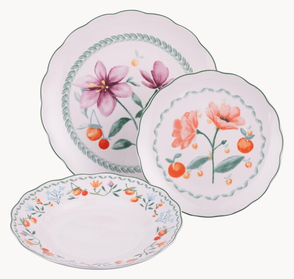 Porcelánová súprava riadu Cherry Flowers, 6 osôb, 18 ks