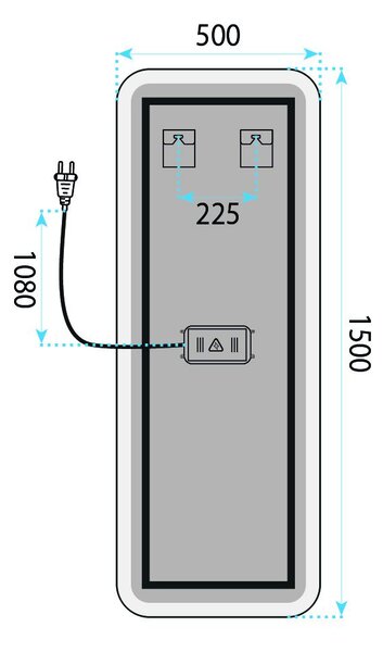 Rea MOL-SQ, vysoké LED zrkadlo, 150 × 50 cm, HOM-01527