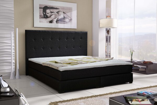 Manželská posteľ Boxspring 140 cm Caserta (čierna) (s matracmi). Vlastná spoľahlivá doprava až k Vám domov. 616175
