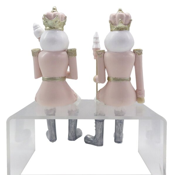Bielo-ružová vianočná dekorácia socha Luskáčik - 6*6*12/21 cm - Clayre & Eef