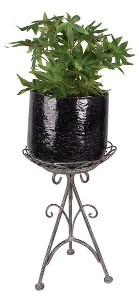 Šedý antik kovový stolík na kvety Frenchia - Ø 22*32 cm - Clayre & Eef