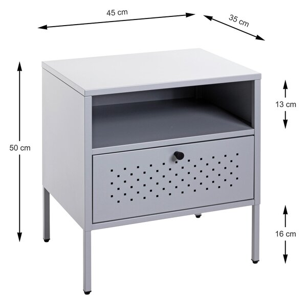 NOČNÝ STOLÍK, sivá, 45/50/35 cm - Nočné stolíky, Online Only
