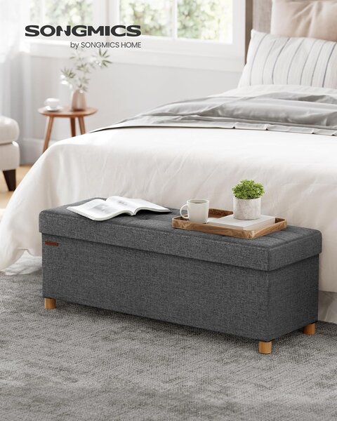 SONGMICS Stolička s úložným priestorom, 110 x 40 x 38 cm, sivá