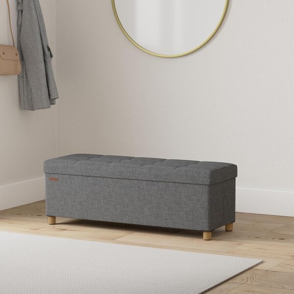SONGMICS Stolička s úložným priestorom, 110 x 40 x 38 cm, sivá