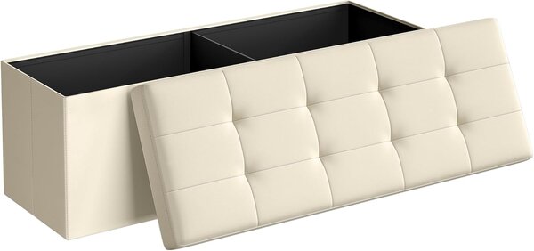 SONGMICS Stolička s úložným priestorom 110 x 38 x 38 cm béžová