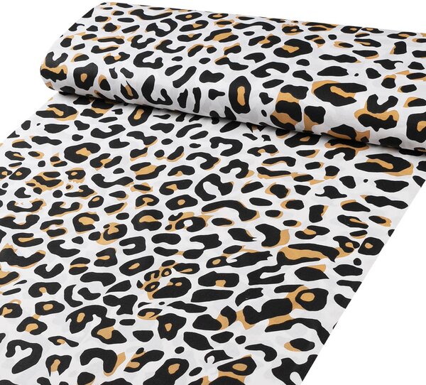 Biante Detské bavlnené posteľné obliečky do postieľky Sandra SA-409 Leopardí vzor na bielom Do postieľky 90x120 a 40x60 cm