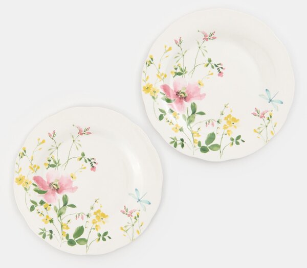Sinsay - Keramické taniere s kvetinovým motívom, 2 pack - viacfarebná