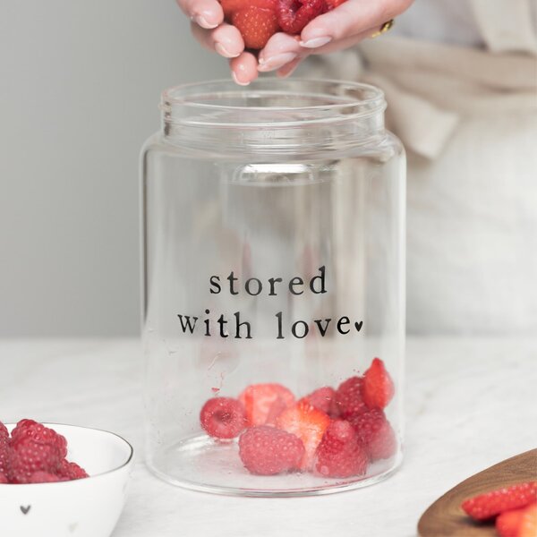Dóza s dreveným vekom Stored with Love 18 cm nápis