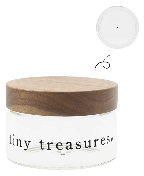 Dóza s dreveným vekom Tiny Treasures 8 cm nápis