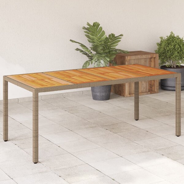 Záhradný stôl béžový 190x90x75 cm polyratan akáciové drevo