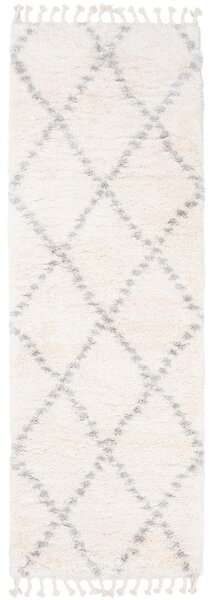 Kusový koberec shaggy Karo krémovo sivý atyp 60x200cm