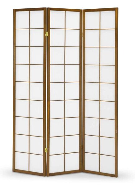 Stojací paraván trojdielny 43-129 cm, orech / biela