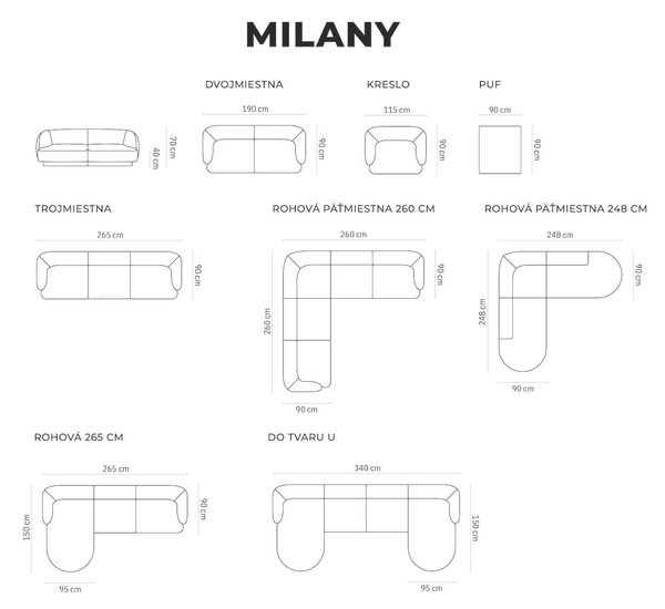 MUZZA Dvojmiestna pohovka milany 180 cm zamat žltá