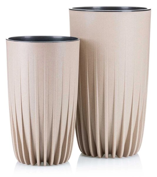 PLASTOVÝ KVETINÁČ STRIPPED ECO 42X25 CM BÉŽOVÁ