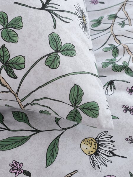Bavlnená obliečka na vankúš Renforcé 40 × 40 cm - Herbár sivý