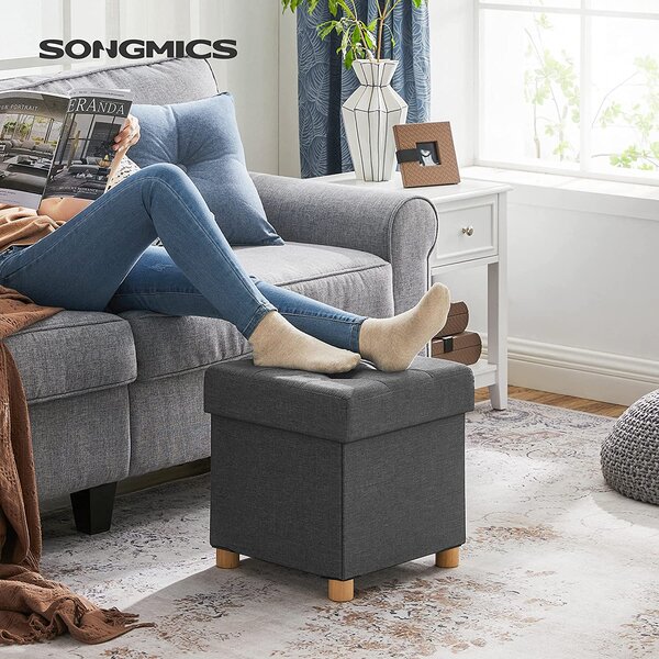 SONGMICS Taburetka s úložným priestorom sivá 38 × 40 × 38 cm