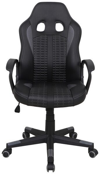 HERNÁ STOLIČKA, vzhľad kože, sieťovina, sivá, čierna MID.YOU - Online Only kancelárie, Online Only