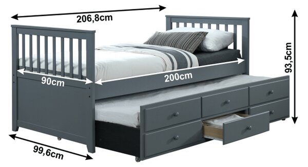 NovýNábytok.sk Jednolôžková posteľ 90 cm Ahlan (sivá) (s roštom). Akcia -21%. Vlastná spoľahlivá doprava až k Vám domov. 1002459