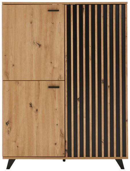VYSOKÁ KOMODA, čierna, farba duba, 93,5/126/40 cm MID.YOU - Komody, Online Only