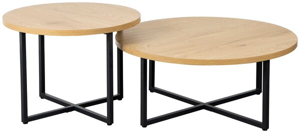 SADA KONFERENČNÝCH STOLÍKOV, čierna, farba duba, kov, kompozitné drevo, 60-80/60-80/35-45 cm Boxxx - Stolíky do obývačky, Online Only