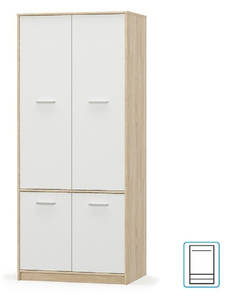 NovýNábytok.sk Šatníková skriňa Thornham 4D (biela). Vlastná spoľahlivá doprava až k Vám domov. 1006302