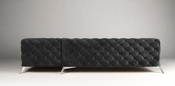 ROHOVÁ SEDAČKA CHESTERFIELD LARISSA PRAVÁ - ĽAVÁ ČIERNA SEMIŠOVÁ LÁTKA 323 X 204 cm