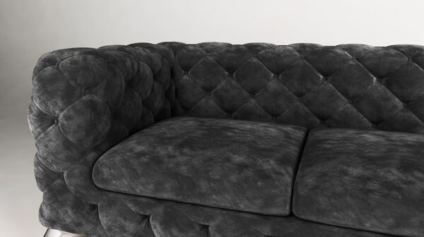 ROHOVÁ SEDAČKA CHESTERFIELD LARISSA PRAVÁ - ĽAVÁ ČIERNA SEMIŠOVÁ LÁTKA 323 X 204 cm