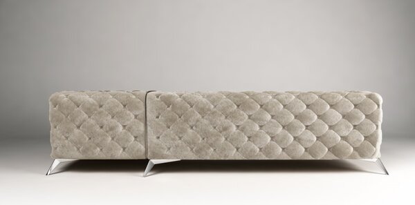 ROHOVÁ SEDAČKA CHESTERFIELD LARISSA PRAVÁ - ĽAVÁ BÉŽOVÁ ZAMATOVÁ LÁTKA 323 X 204 cm