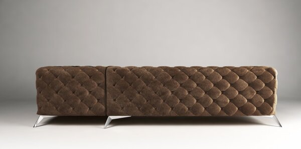 ROHOVÁ SEDAČKA CHESTERFIELD LARISSA PRAVÁ - ĽAVÁ HNEDÁ SEMIŠOVÁ LÁTKA 323 X 204 cm