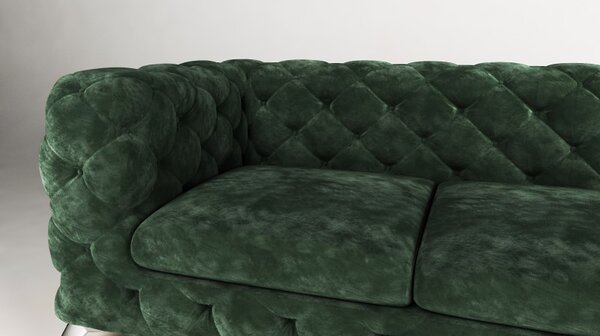 ROHOVÁ SEDAČKA CHESTERFIELD LARISSA PRAVÁ - ĽAVÁ ZELENA SMARAGDOVÁ LÁTKA 323 X 204 cm