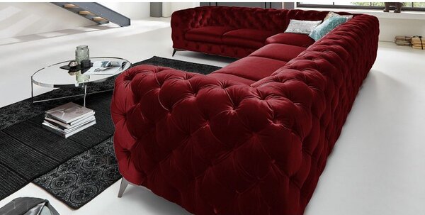ROHOVÁ SEDAČKA CHESTERFIELD LARISSA PRAVÁ - ĽAVÁ GLOSS VELVET 1206 ZAMATOVÁ LÁTKA 323 X 264 cm