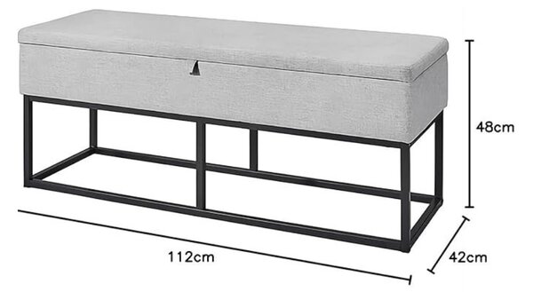 Lavica s úložným priestorom TAURO 112x48 cm, sivá