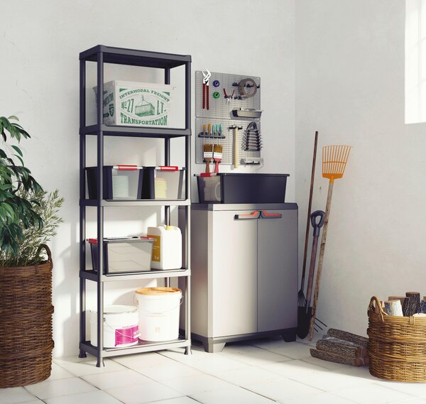 VIACÚČELOVÁ SKRIŇA, sivá, červená, čierna, 68/90/39 cm Keter - Online Only drobný nábytok, Online Only