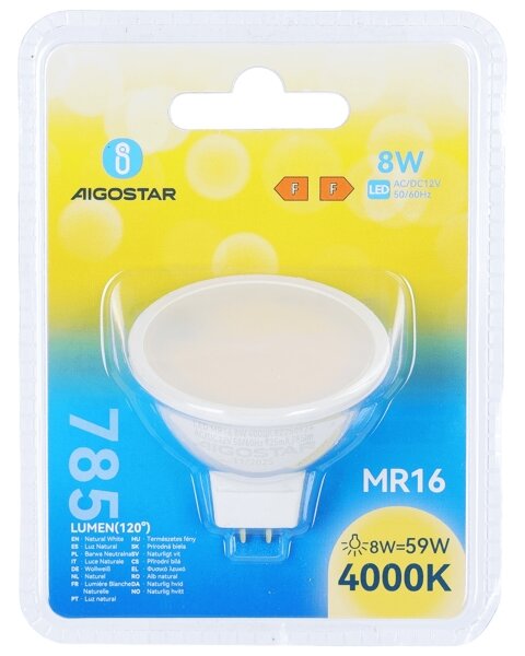 LED žiarovka MR16 GU5,3/8W/12V 4000K - Aigostar