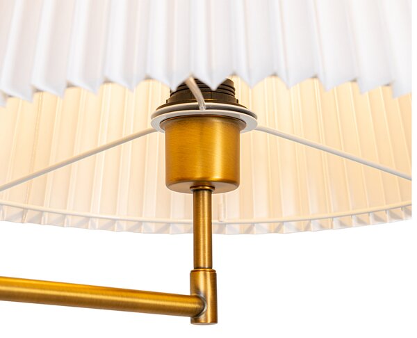 Stojaca lampa bronzová s bielym skladaným tienidlom a nastaviteľným ramenom - Ladas Deluxe