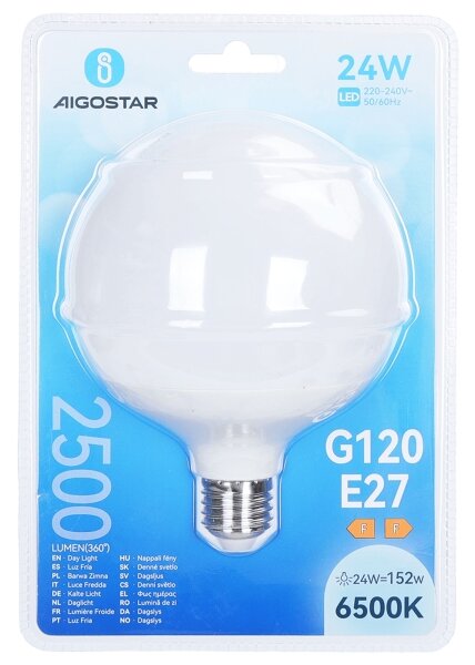 LED žiarovka G120 E27/24W/230V 6500K - Aigostar