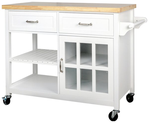 SERVÍROVACÍ VOZÍK, prírodná farba, biela, 117/86/48 cm Livetastic - Barový nábytok, Online Only