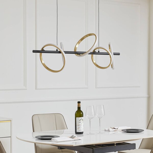Lucande LED závesné svetlo Madu, čierna farba, kov, dĺžka 92,5 cm, Čierna, Obývacia izba / jedáleň, kov, Moderný, Závesné svietidlo