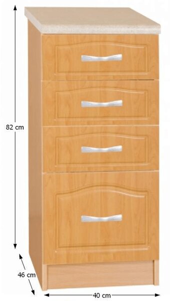 NovýNábytok.sk Dolná kuchynská skrinka S40SZ4 Leite. Vlastná spoľahlivá doprava až k Vám domov. 1015940